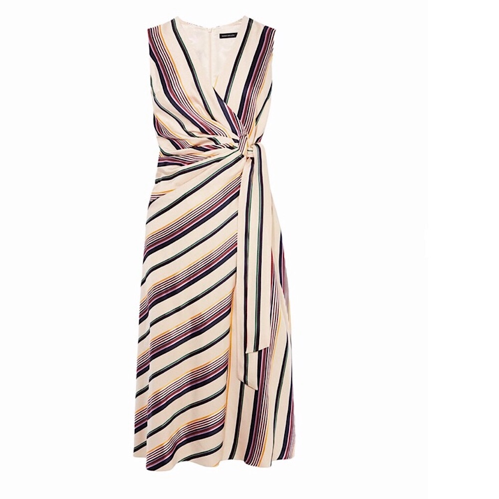 Multi Color Stripe Wrap Dress - image 2